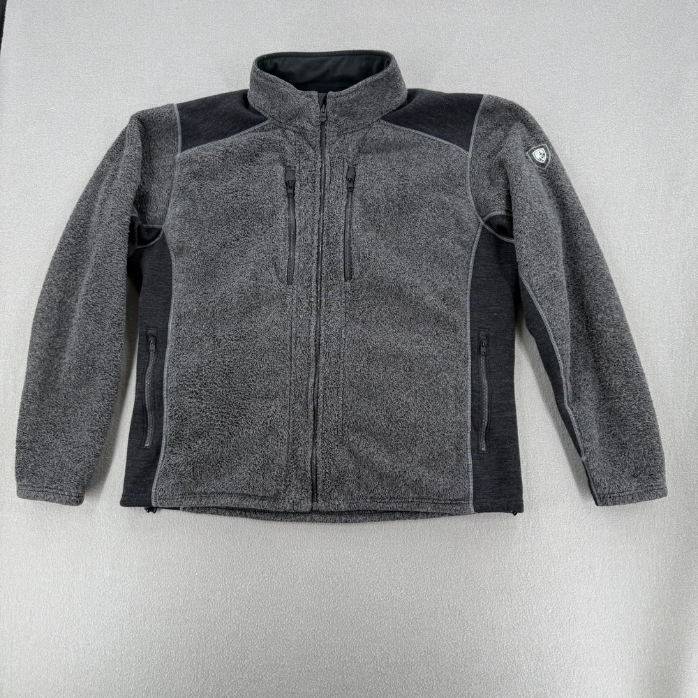KÜHL Heather Gray Wool Blend Fleece Zip Up Jacket Men Size XXL